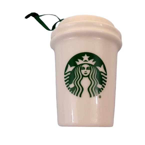 New 2015 Ceramic 2.5" Starbucks White Coffee Cup Christmas Holiday Ornament - Picture 1 of 4